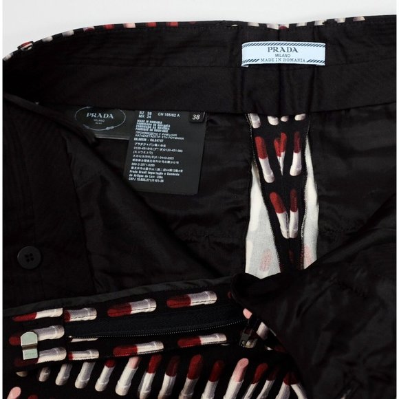 PRADA 38 US 0 pants lipstick print black - Picture 10 of 12